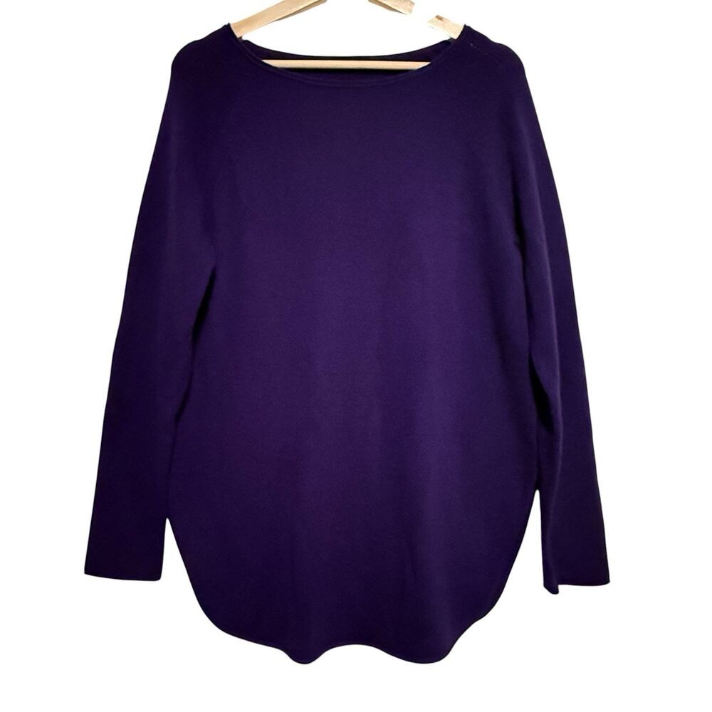 Lusso 100% Cashmere Sweater SIZE MEDIUM Purple Hallie Pullover Knit Tunic Top